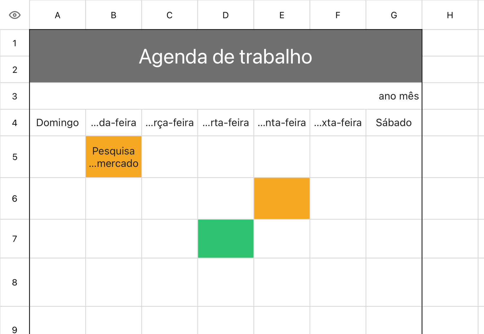 Agenda de trabalho